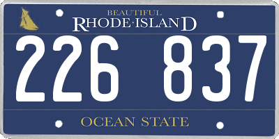 RI license plate 226837