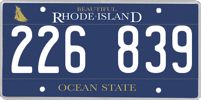 RI license plate 226839