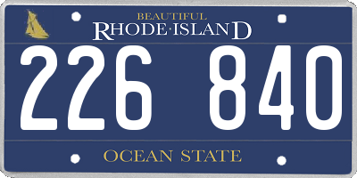 RI license plate 226840