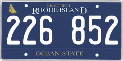 RI license plate 226852
