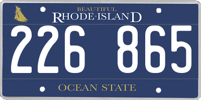 RI license plate 226865
