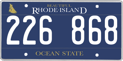 RI license plate 226868