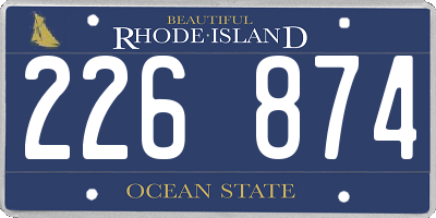 RI license plate 226874