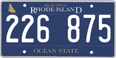 RI license plate 226875