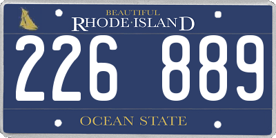 RI license plate 226889