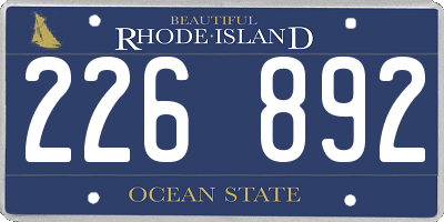 RI license plate 226892