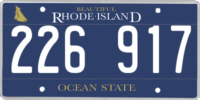 RI license plate 226917
