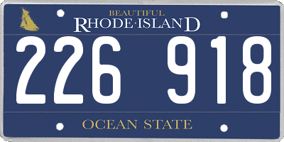 RI license plate 226918