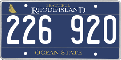 RI license plate 226920
