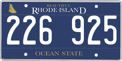 RI license plate 226925
