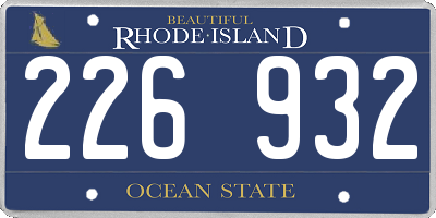 RI license plate 226932