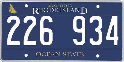 RI license plate 226934
