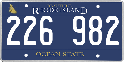 RI license plate 226982