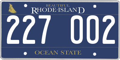 RI license plate 227002