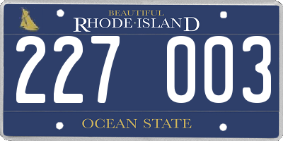 RI license plate 227003