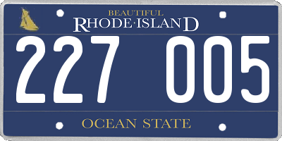 RI license plate 227005