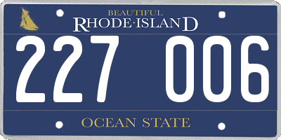 RI license plate 227006