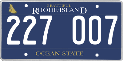 RI license plate 227007