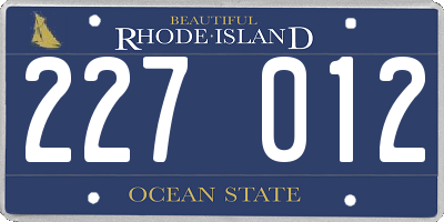 RI license plate 227012