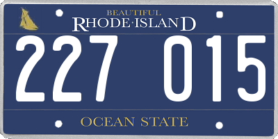 RI license plate 227015
