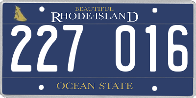 RI license plate 227016