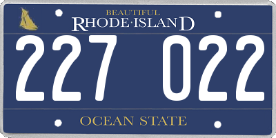 RI license plate 227022