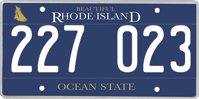 RI license plate 227023