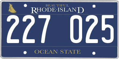 RI license plate 227025