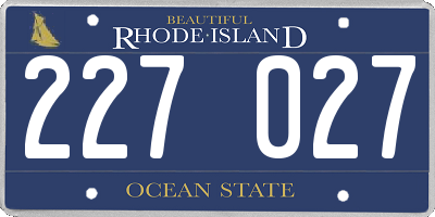 RI license plate 227027
