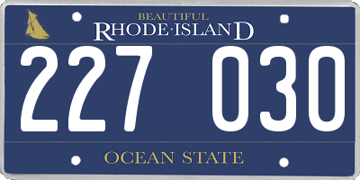 RI license plate 227030