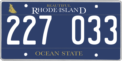 RI license plate 227033