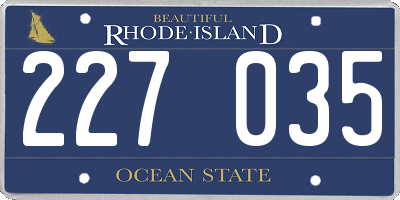 RI license plate 227035