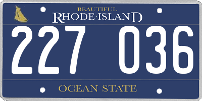 RI license plate 227036
