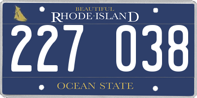 RI license plate 227038