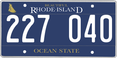 RI license plate 227040
