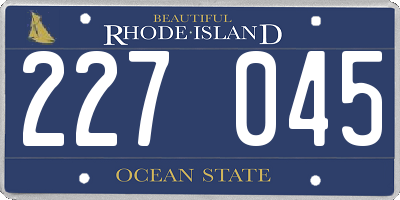 RI license plate 227045
