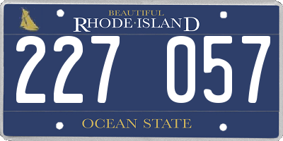 RI license plate 227057