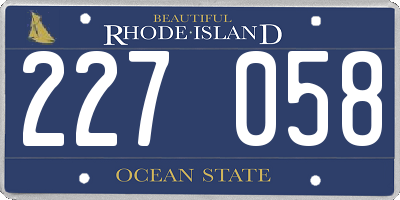 RI license plate 227058