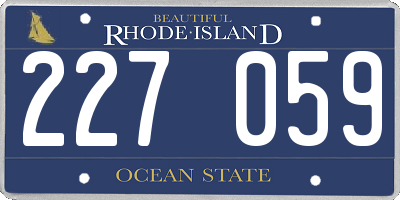 RI license plate 227059