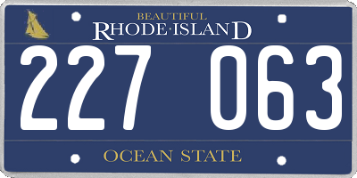 RI license plate 227063