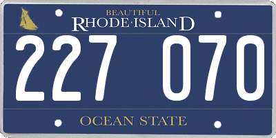 RI license plate 227070