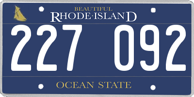 RI license plate 227092