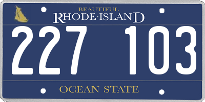 RI license plate 227103