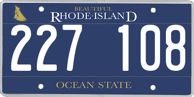 RI license plate 227108