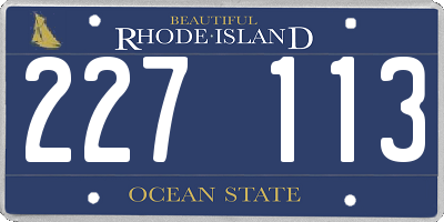 RI license plate 227113