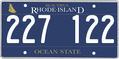 RI license plate 227122