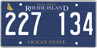 RI license plate 227134