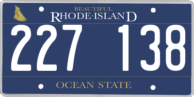 RI license plate 227138