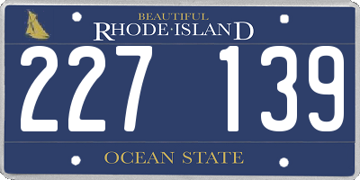 RI license plate 227139