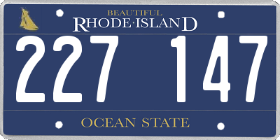 RI license plate 227147